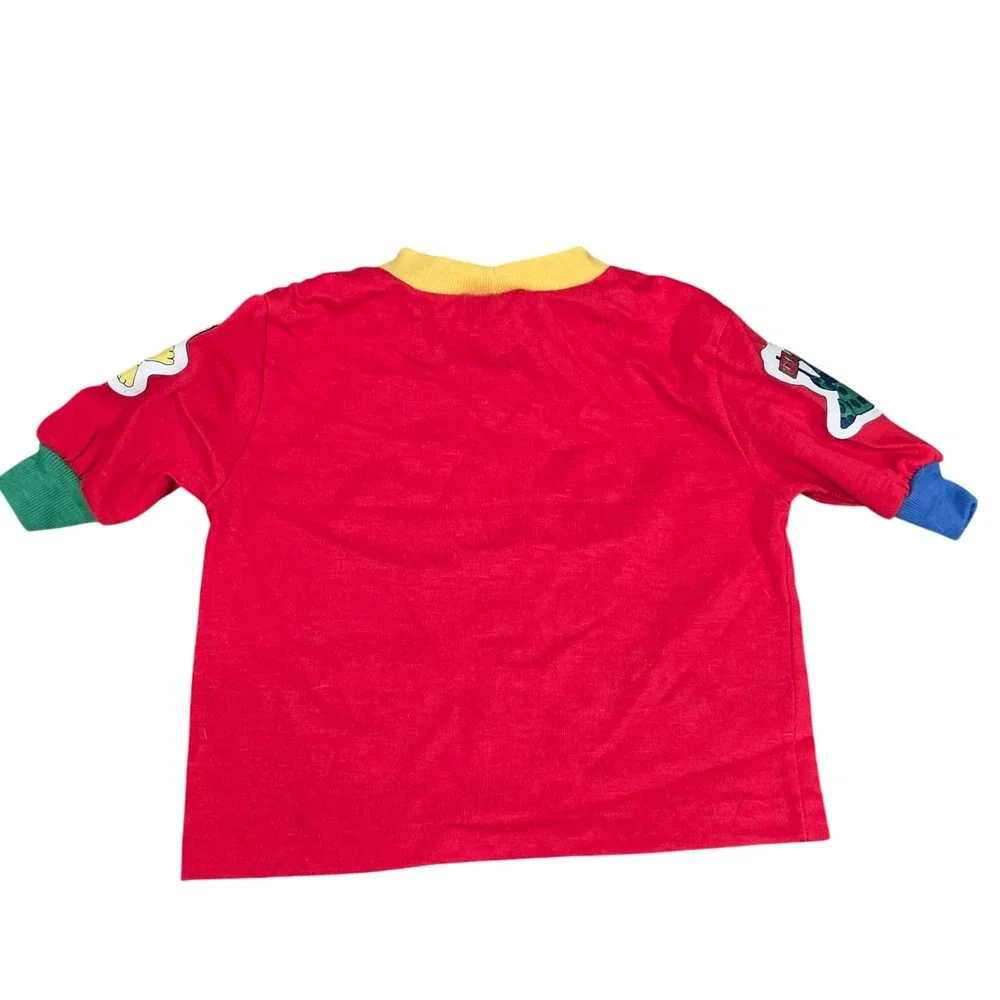 Vintage 1980s OshKosh B'gosh Red Long Sleeve Shirt 3-6 Months Frog Lion Applique
